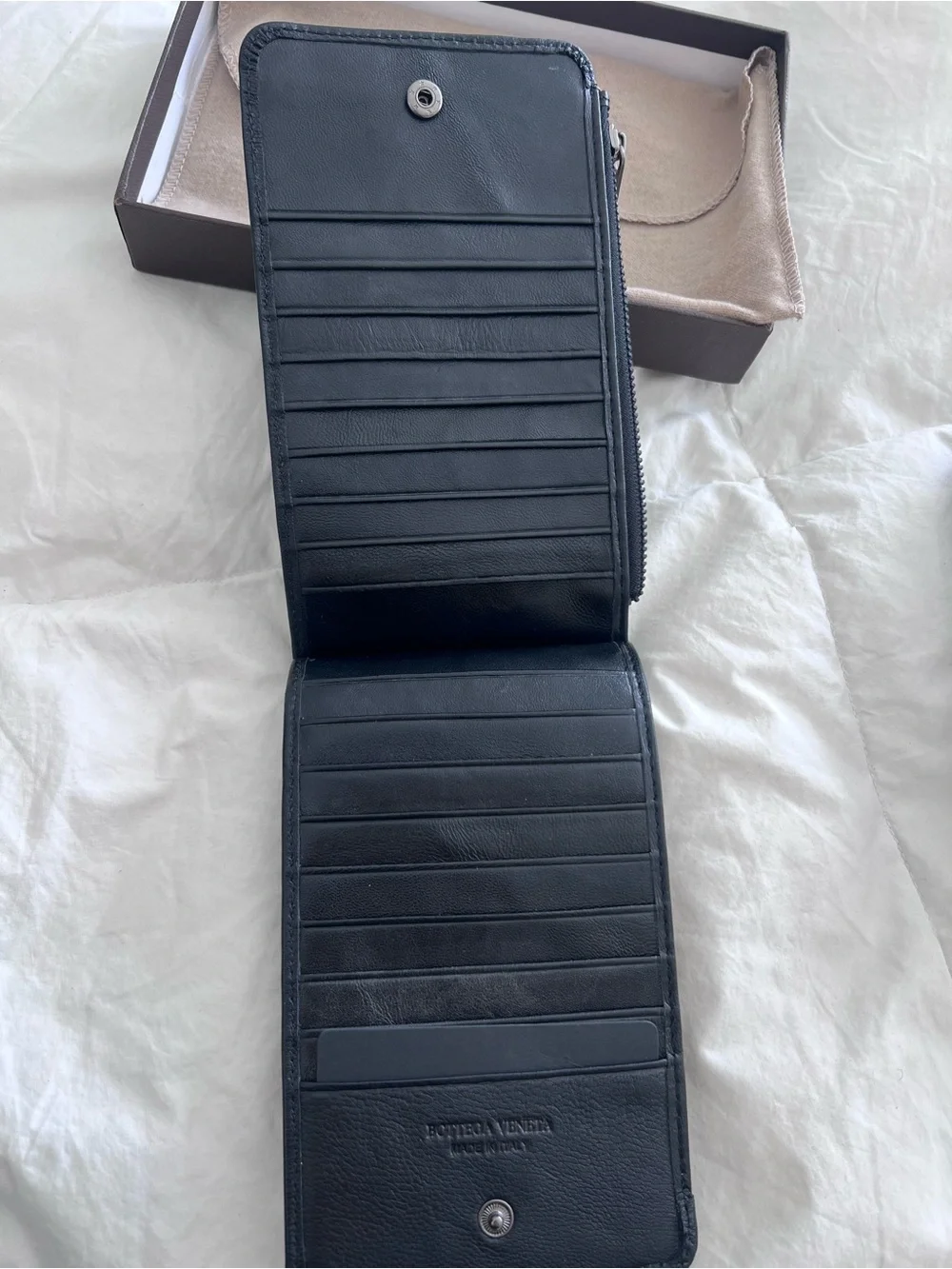 Bottega Veneta Black Intrecciato Leather Zip Pouch